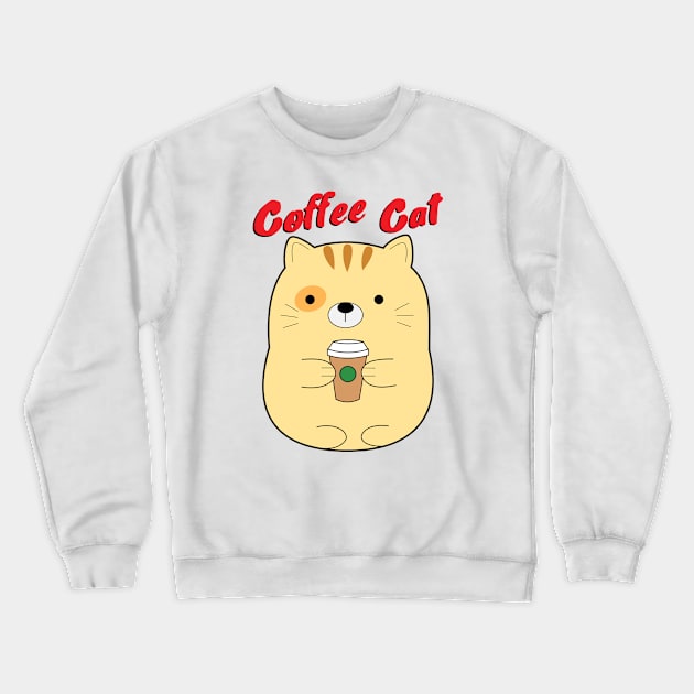 Coffee Cat Crewneck Sweatshirt by Noya_Bur